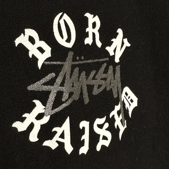 STUSSY x BORN x RAISED joint series FW23 letter LOGO zipper hoodie